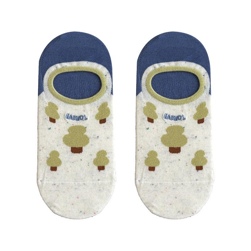 Spring and Summer Cartoon Animal Pattern Women's Boat Shoes Simple and Versatile Non-slip Invisible Socks Thin Cotton Breathable Short Socks