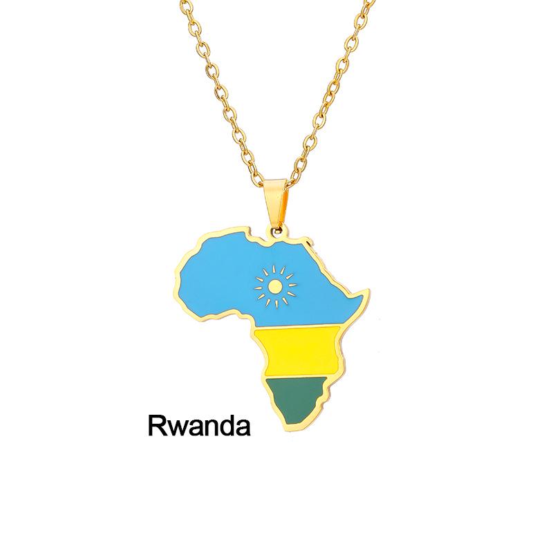 Stainless Steel Africa Map Necklace: Nigeria, Ghana, Somalia Pendant Jewelry