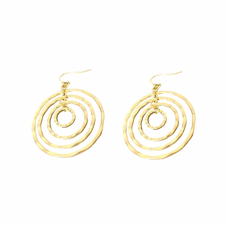 Bohemian round thread hollow multi-layer ear hook European and American cold wind earrings light luxury high-end earrings