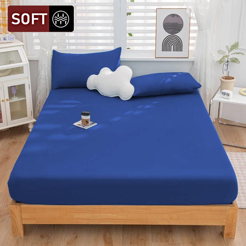 1PC High Quality Solid Color Bed Sheets Dustproof Mattress Protective Cover Soft Comfortable Breathable Fitted Sheet Non-slip Bed cover With Elastic
