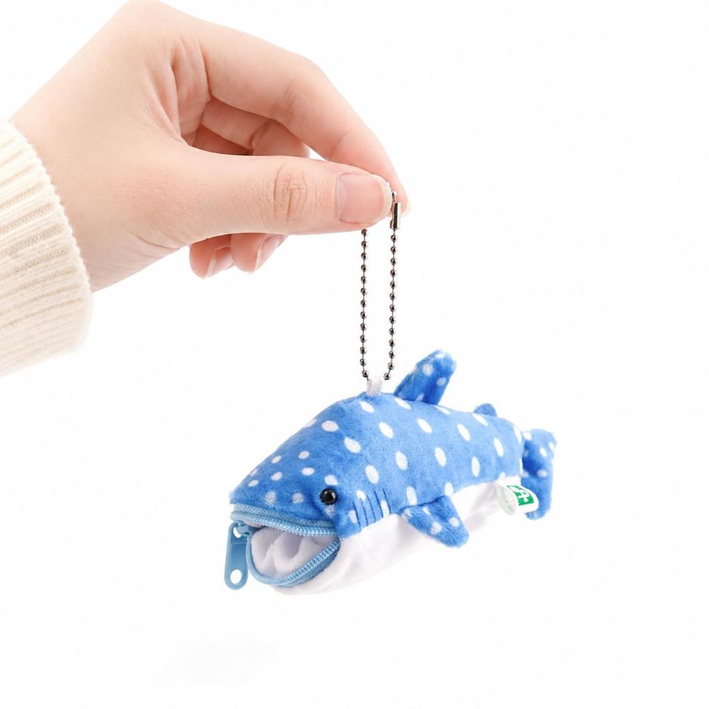 MofuMarine Plush Toy Keychain Mascot - Cute Sea Creature (Whale Shark, Blue)