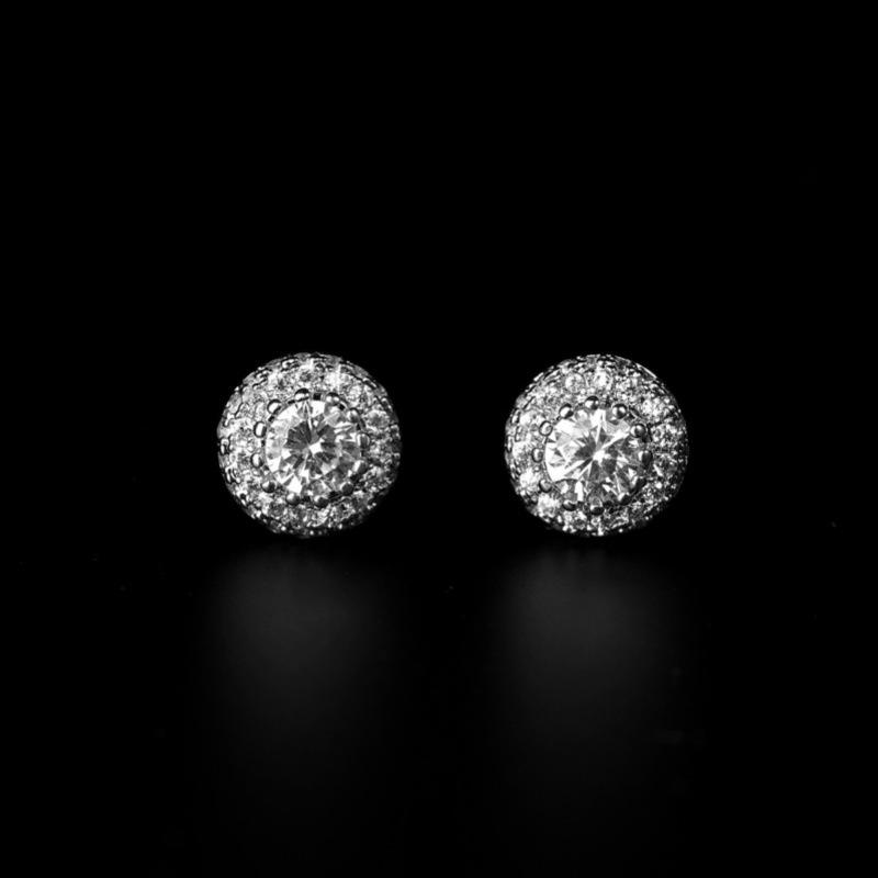 

Tk The Same Style, Full Of Diamonds, Zircon Round Stud Earrings, Hip-Hop Tide Earbone Studs, Men S And Women S Same Earrings.