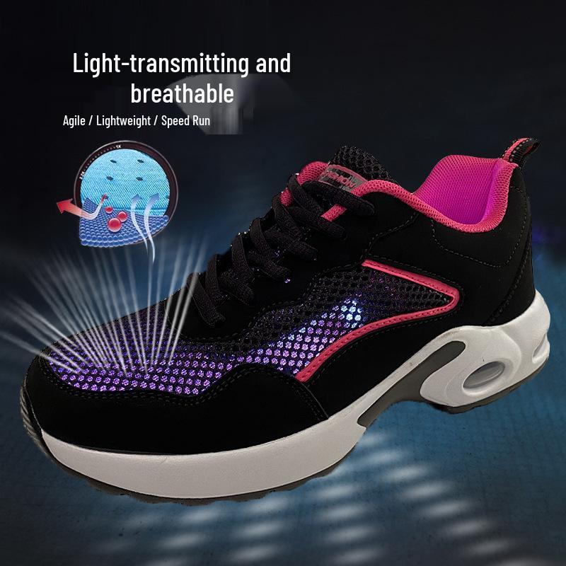 Women's Thick Sole Air Cushion Flyknit Sneakers - Breathable Mesh Low-Top Sports Casual Shoes