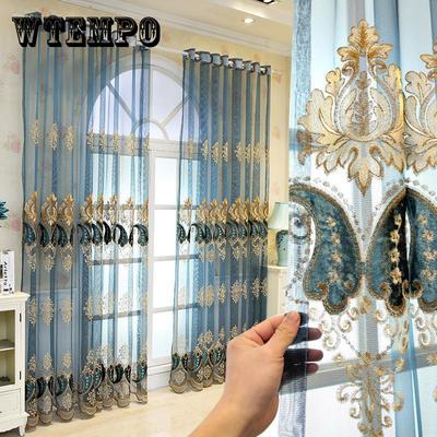 Luxurious European Embroidered Sheer Curtains - UV Protection, Light Filtering for Living Room & Bedroom Decor