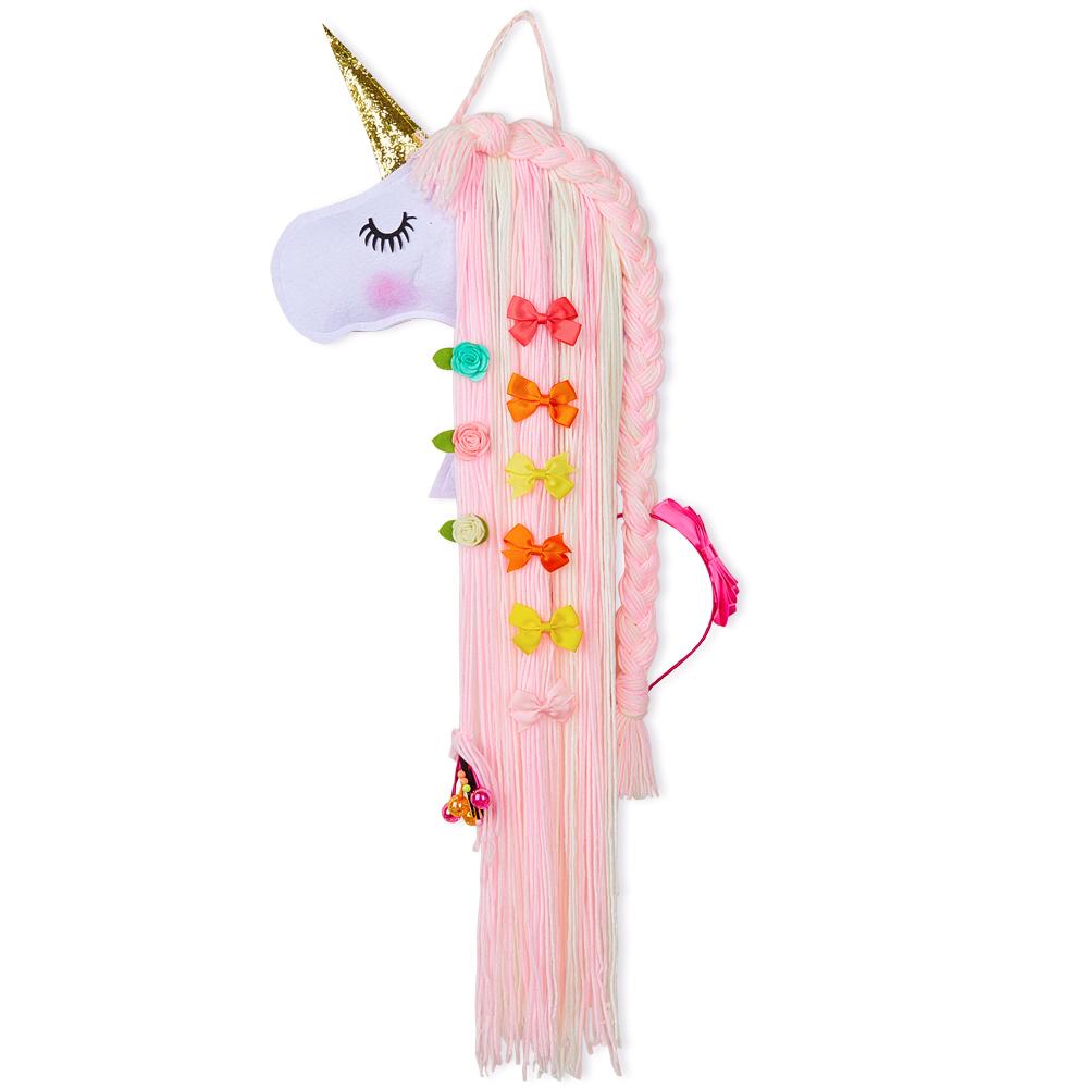 Felt Unicorn Ornament Children'S Hair Clip Decor Wall-Mounted Hair Accessory Organiser Wall-Mounted Hair Accessory Storage Strip
