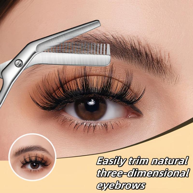 2-in-1 Augenbrauen-Trimschere mit Kämmen Professioneller Augenbrauentrimmer Edelstahl Hochwertige Schere Beauty-Werkzeuge