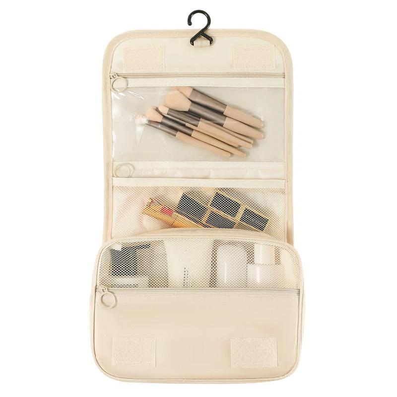 1Pcs Waterproof Women Cosmetic Storage Bag Portable Toiletry Washbag With Hanging Hook Large Capacity Travel Makeup Case