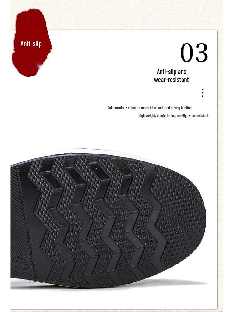 Winter Men's Thickened Velvet-Lined Breathable Cotton Cloth Shoes - Black Sole