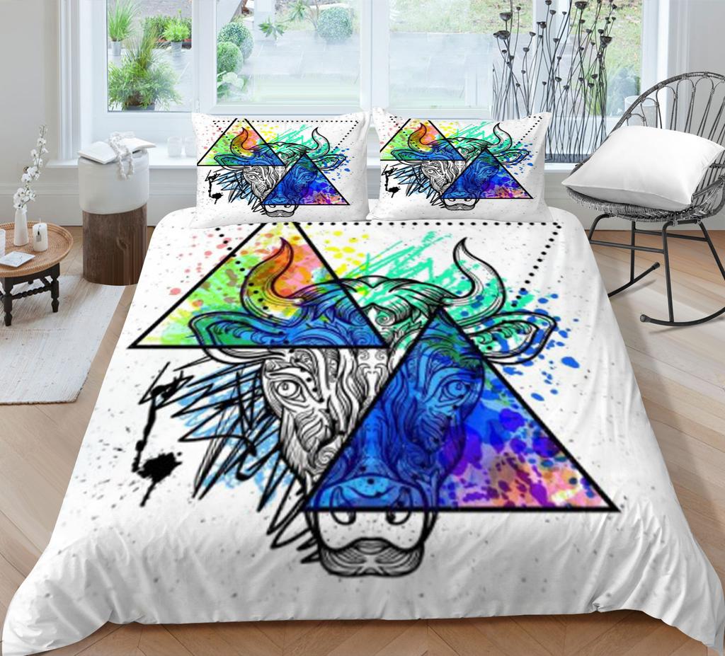 Geometric Shape Quilt Cover Pillowcase Two Three Piece Set Polyester Home Textile Kit 3D Digital Printing