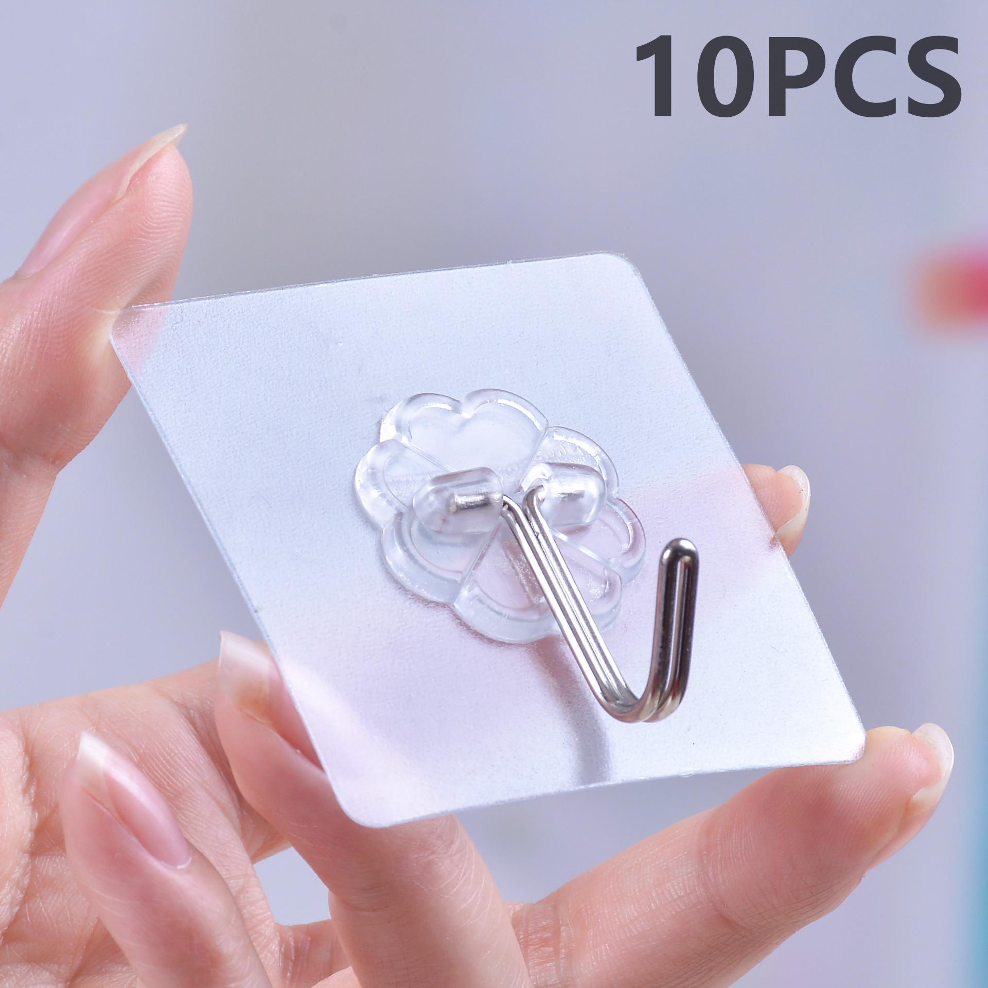 

10 шт., прозрачные прочные самоклеящиеся крючки из нержавеющей стали, вешалка для хранения ключей для кухни, ванной комнаты, двери, стены, многофункциональная