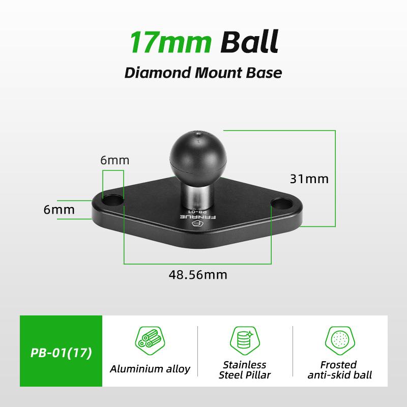FANAUE 1 Inch Ball Adapter Aluminum Alloy 25/20/17mm Automotive Diamond/ Square Ball Base Compatible with RAM Mount Arm PB-01(17)