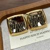 Stylish Three-Dimensional Large Square High-End Stud Earrings, Minimalist And Versatile Concave-Convex Square Earrings For Women