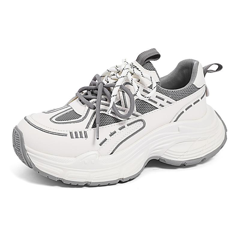 Leather Fashion Dad Shoes Women's 2026 Spring and Autumn New Comfortable and Versatile Thick-soled Breathable Casual Sports Shoes