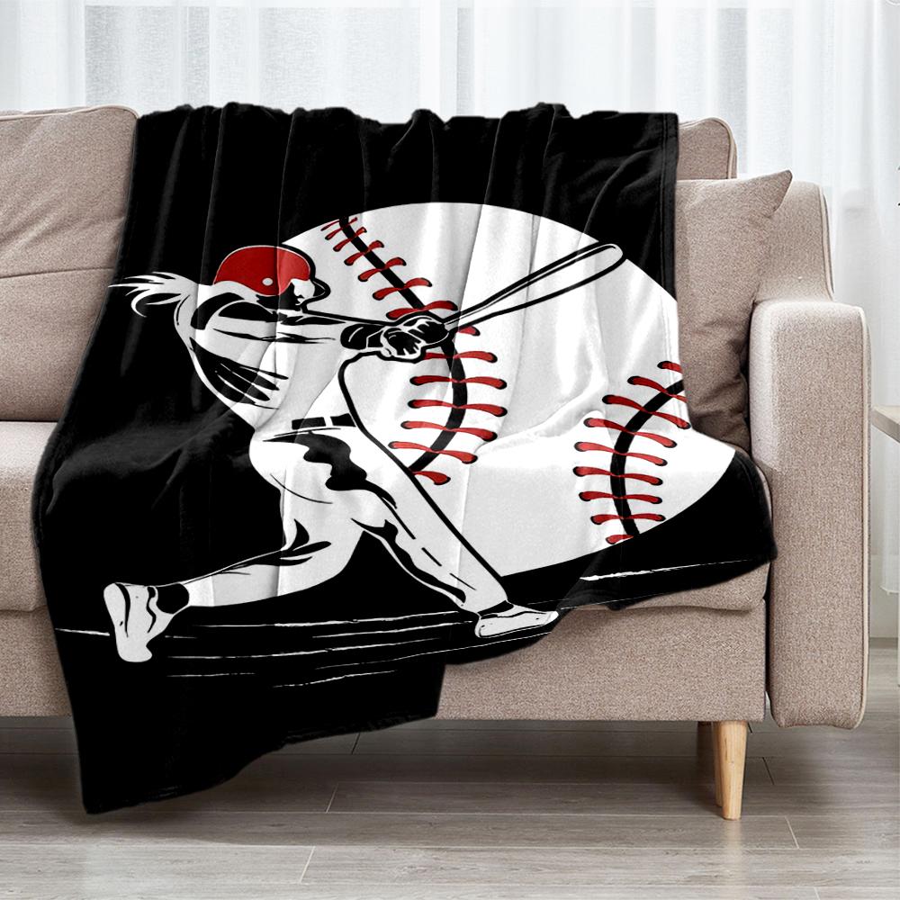 Baseball Theme Printed Blanket - Perfect for Couch, Bed, Travel & Outdoor Use | Machine Washable, Cozy & Durable.