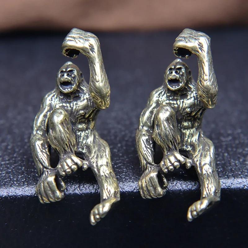 Animal Gorilla Brass Knife Beads Orangutan Paracord Bracelet Umbrella Rope Outdoor Survival Tool DIY Lanyard Pendant Accessories