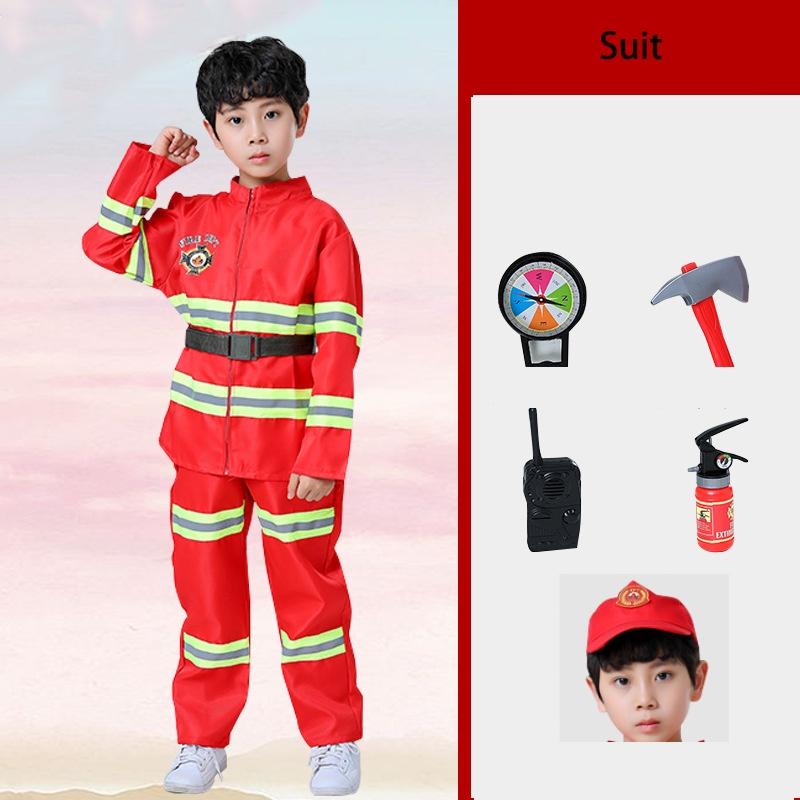 Kid's Fireman Uniform Costume Set For Kindergarten Role Play