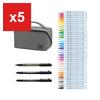 Kuretake Brush Pen 'Clean Color Real Brush + Mangaka' Set with Pouch, Large, RBCN160/39V