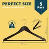 Wooden Clothes Hangers 360 Degrees Swivel Hook Non-Slip Shoulder Grooves Pants Bar Design Set of 5 Durable Wardrobe Storage