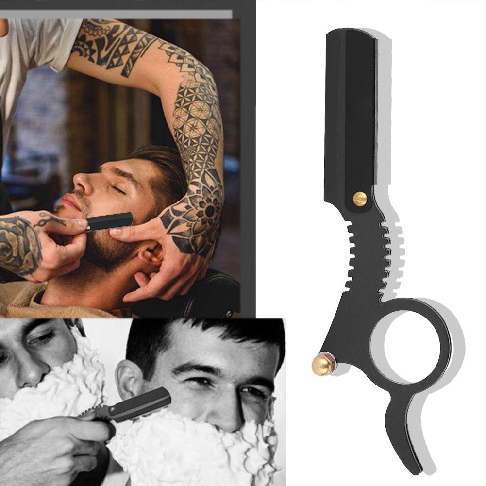 Vintage Holičský holicí strojek s rovným okrajem a mechanismem snadné výměny břitů v černé barvě