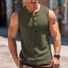 Men's Casual Tank Top Sleeveless Muscle Gym Workout Loose Fit Henley Shirt Casual Basic Summer Beach Tops