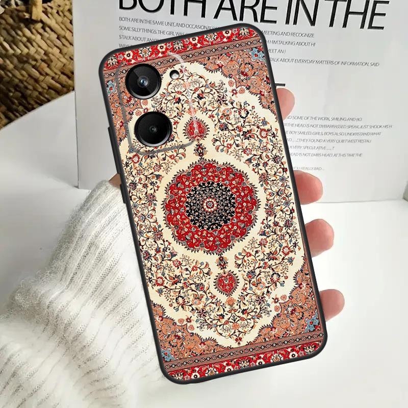 Persische Teppich Blumenmuster für Realme 12 Pro Plus 11 10 9 C67 C55 C53 C35 C33 C30 C25s C21Y C15 GT3 GT5 GT Neo 5 Fall