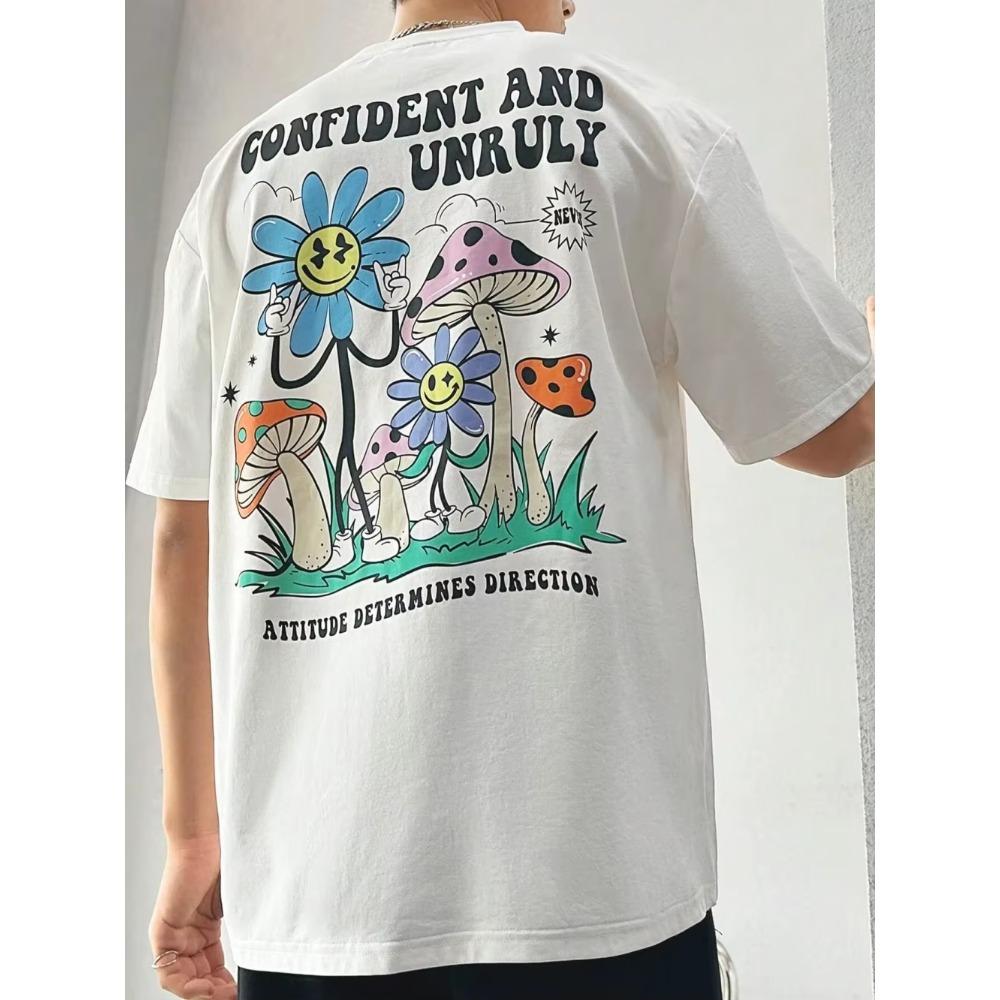 

Уверенное и непослушное отношение определяет направление Мужская футболка Хлопковая рубашка Уличные свободные футболки Летние дышащие футболки с коротким рукавом XXXXXL белый