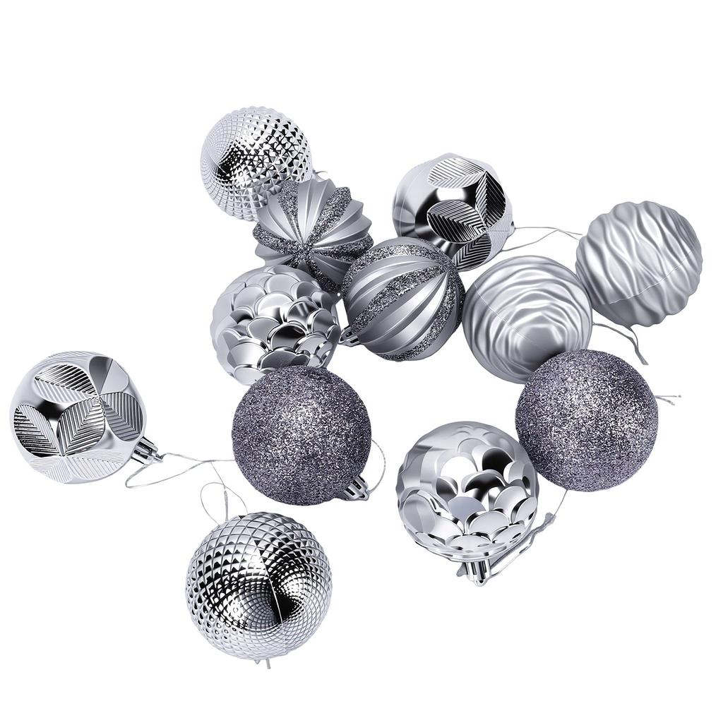 12 Pcs Xmas Ball Ornaments Set 6cm Plastic Hanging Ball Ornaments for Tree Wreath Door Window
