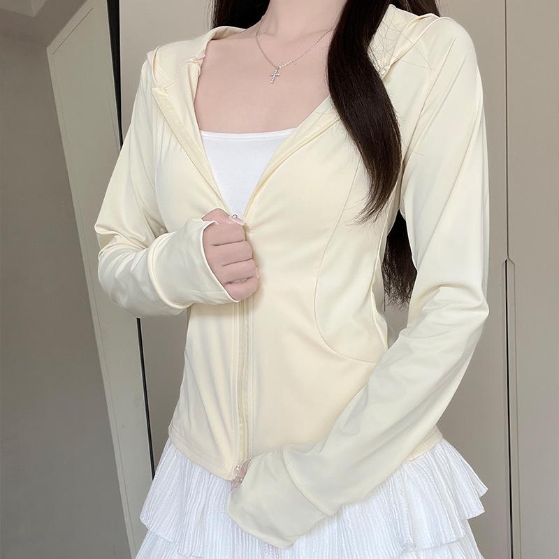 

Желтая толстовка с капюшоном для защиты от солнца, женская летняя новинка, защита от УФ-лучей, уличная приталенная легкая куртка-кардиган с длинными рукавами S