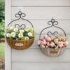 Imitation Rattan Hanging Flower Basket Wall Mounted Decorative Plant Basket  Balcony Garden