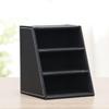 Business Leather Multi-Functional Desktop Organizer - Small Three-Grid Stationery Box for Hotel or Office Use