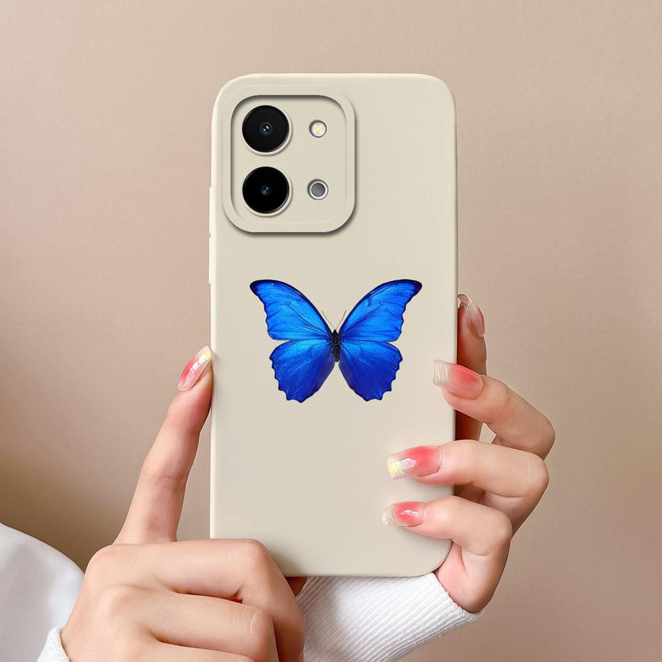 For Vivo Y28 Y28S Case Simple Butterfly High Quality Liquid Silicone Back Cover For Vivo Y 28 4G 5G Full Protection Phone Shell