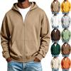 Men's Color Zip Up Hooded Sweatshirt Casual Winter Jacket