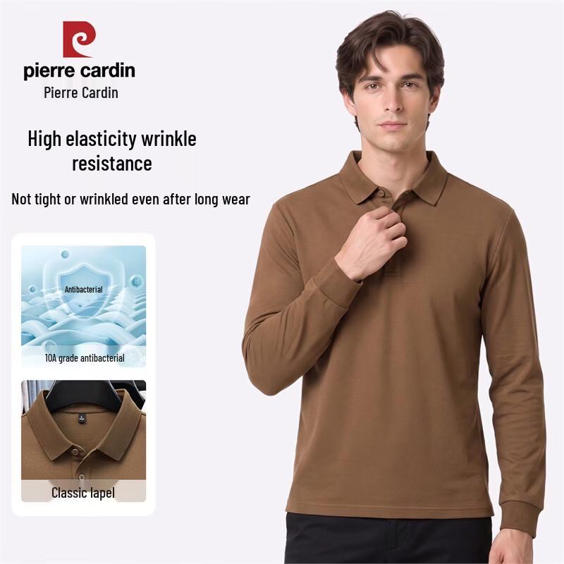 Pierre Cardin Men's Wool Blend Antibacterial Long Sleeve Polo Shirt