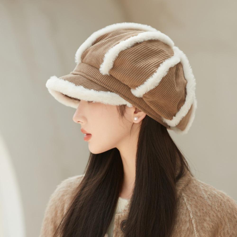 Warm Octagonal Newsboy Cap Windproof Ear Flap Hat Casual Newsboy Cap Travel and Vacation