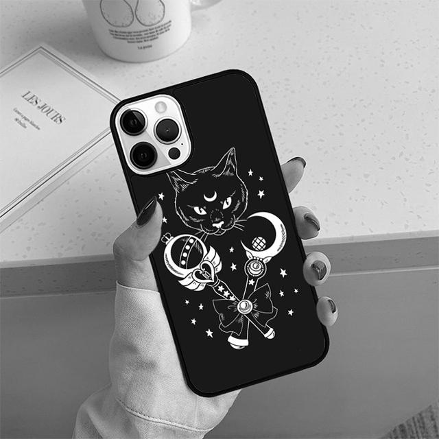 Funda para teléfono con diseño de bruja y gato, colorida y adorable, para iPhone 17 Air 13 12 14 15 16 y Apple 14 15 16 Pro Max Plus.
