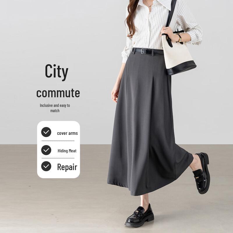 HSTYLE Urban Chic Draped A-Line Midi Skirt XL