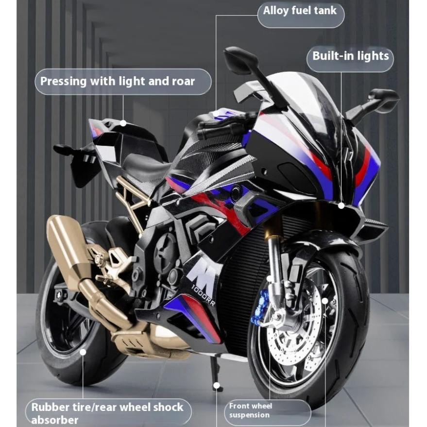 1/10 Scale for BMW S1000RR Motorcycle Model Simulation AlloyLocomotive Figure Ornament Toy Car Boy
