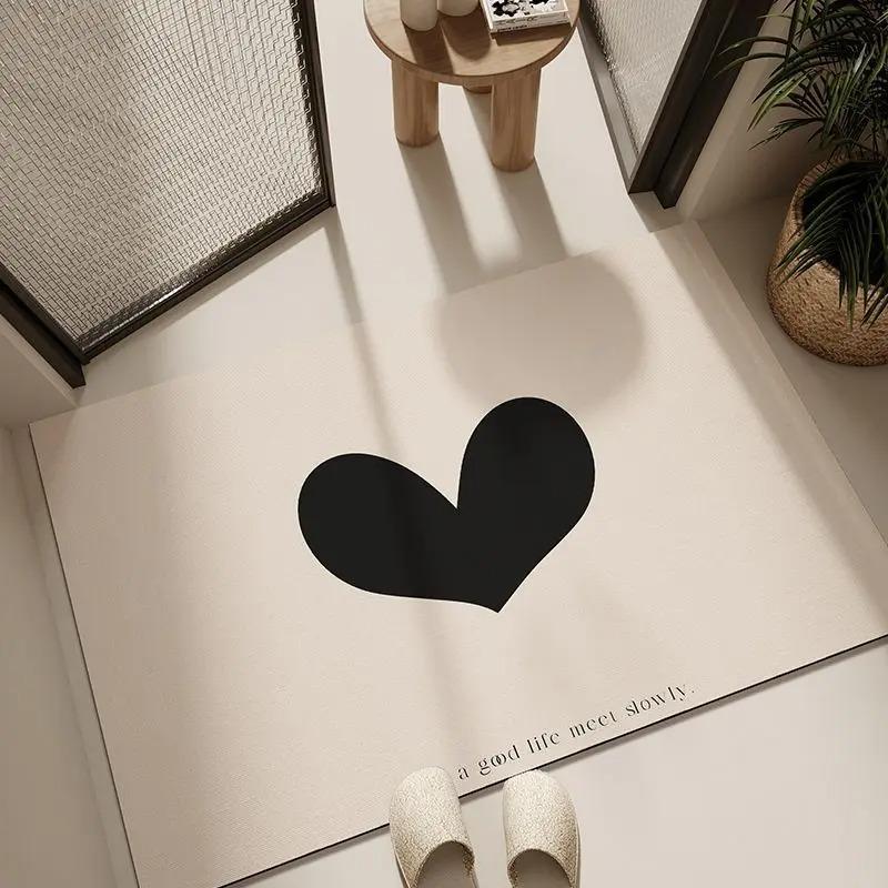 Tappetino a forma di cuore dal design minimalista Tappeto antiscivolo per bagno Tappetino per porta d'ingresso Tappetini da cucina per pavimento Tappetino di benvenuto