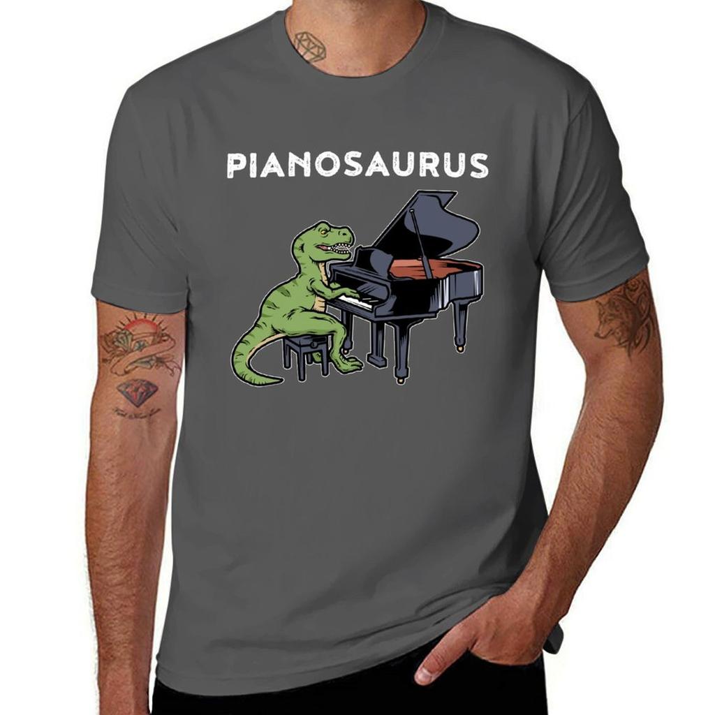 Grand Piano Gift Kids Pianist Gift Dinosaur Music Piano Tshirt Soft Antishrink Cotton Tee