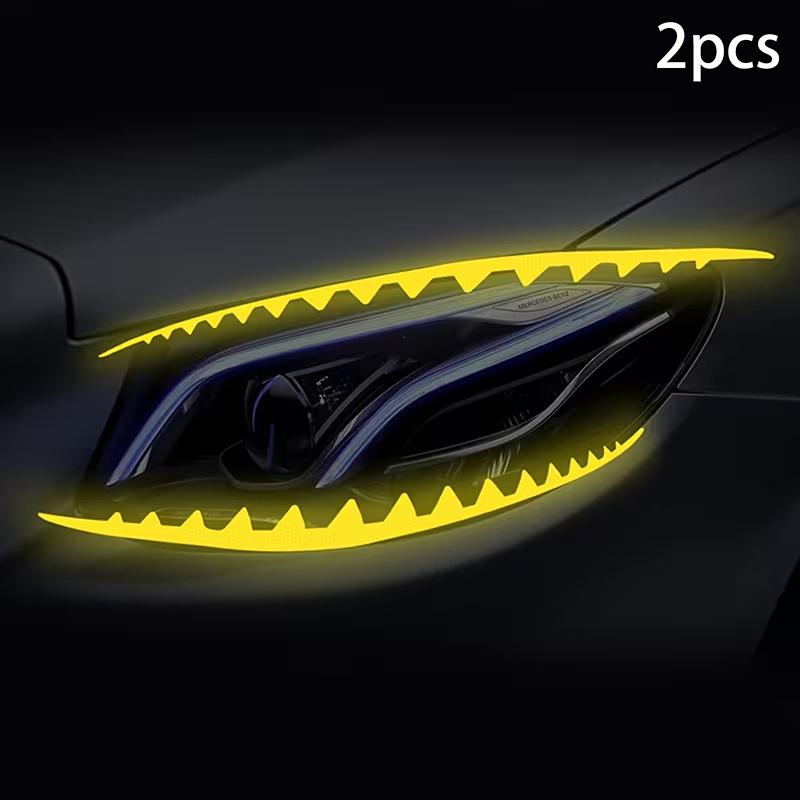 

2 Shark Eyeliner Car Headlight Stickers - Reflective Stickers - Self-Adhesive Car Lighting Decoration Stickers A2