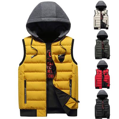Men  Winter Fashion Stand Collar  Waistcoat Vest Jacket Top Coat Hooded