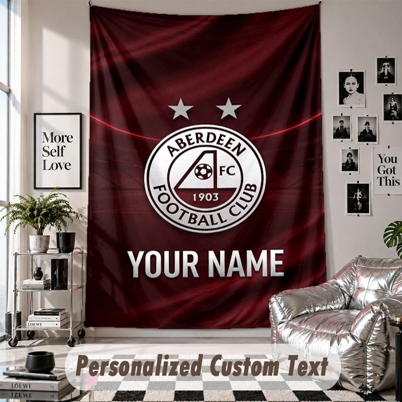 Custom Tapestry Wall Hanging, Aberdeen FC Personalized Name Text Home Wall Decor