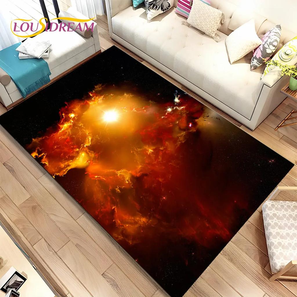 Galaxy Universe Space Stars Area Rug,Carpet Rug for Home Living Room Bedroom Sofa Doormat Decor,Kids play Non-slip Floor Mat HD