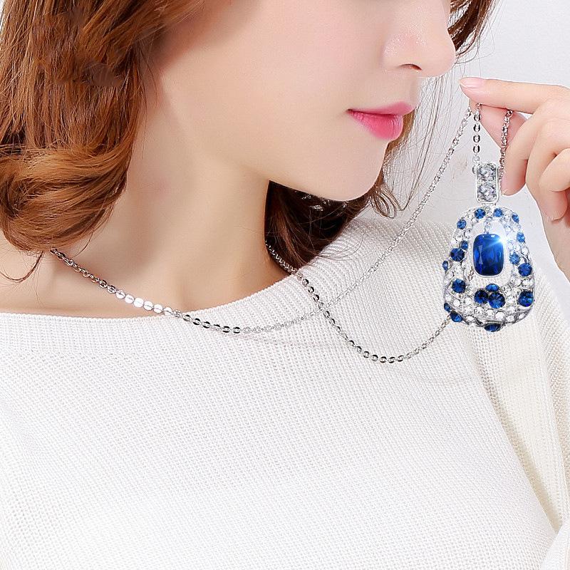 Crystal Sweater Chain Long Flash Diamond Necklace Autumn and Winter Clothes Pendant Retro Atmospheric Accessories