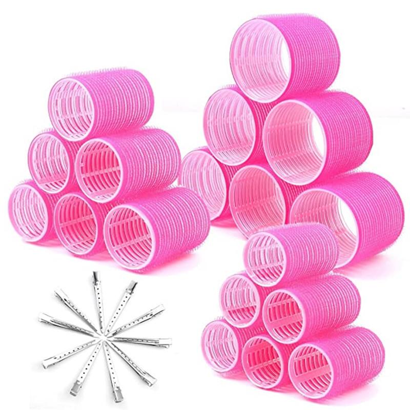28pcs/set Self-Grip Hair Rollers Heatless Hair Curlers No Heat Hair Bangs Volume Self-adhesive Hook Curlers DIY Styling Tools