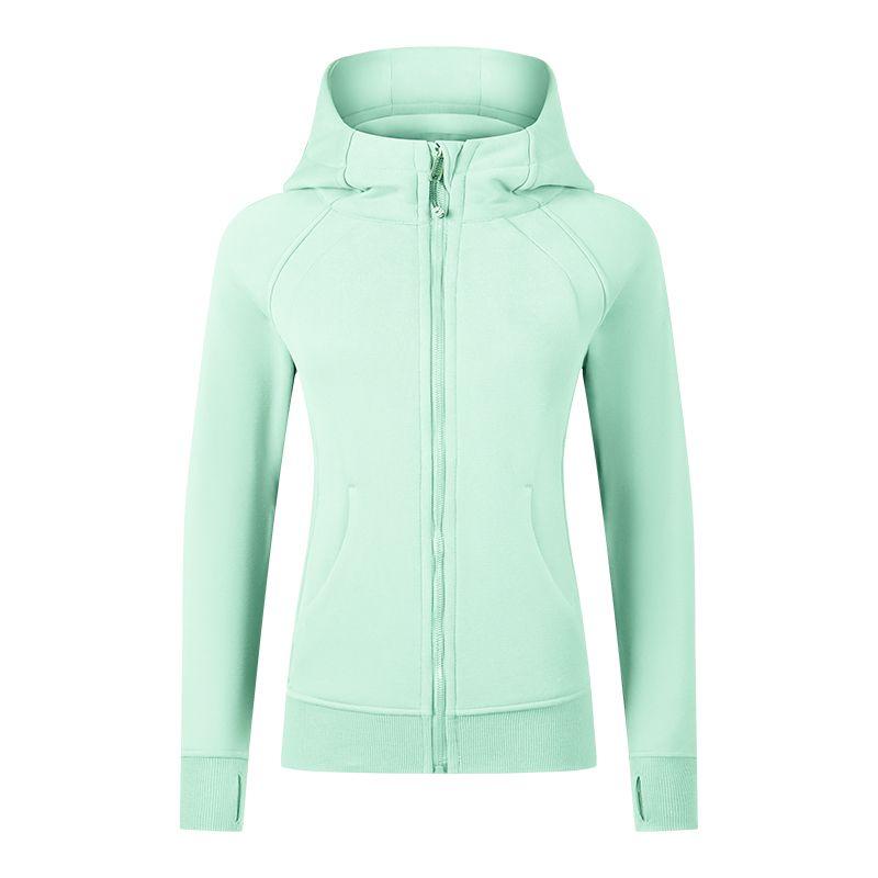 Waist-Tight Thin Yoga Wear Fall and Winter Running Jacket Workout Top Silm Hooded Cardigan Sweater Female Fleece-lined Thickened