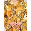 2025 Middle East Robe New Print European and American Yellow Waist Hugging Slimming Long sleeve Big Hemline Dubai Dress Dress