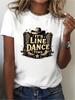 WoWomen' S IT' S LINE DANCE TIME Graphic T Shirt Western Inspired Geometric Print Short Sleeve Crew