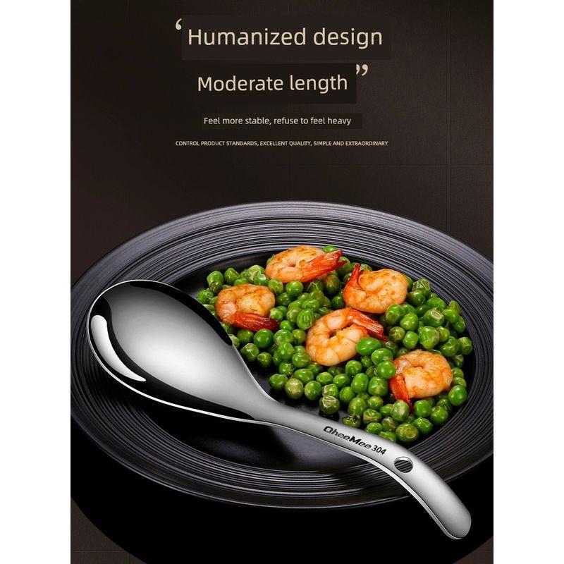304 Stainless Steel Spoon Thickened Spoon for Soup Serving For Home Kitchen Long Handle Soup Scoop Soup Ladle Sheng Tang Sheng Porridge Spoon Ladel