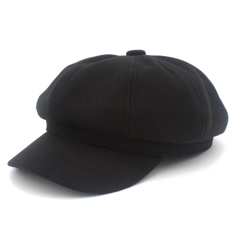 Popular Versatile Beret Autumn and Winter Solid Color Fashion Newsboy Hat Trend Painter Hat Retro Octagonal Hat
